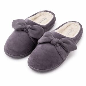 JESSICA SIMPSON Gray Velvet Slippers with Bow 7/8